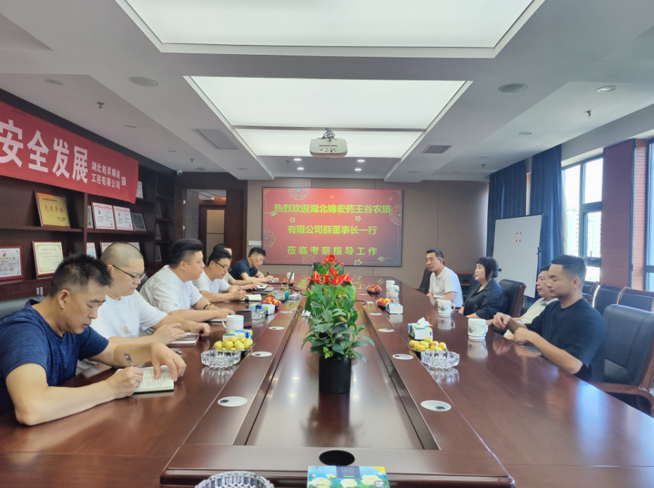 房縣大木鎮(zhèn)賀書記與湖北錦鴻藥王谷農(nóng)旅團(tuán)隊(duì)到公司研討考察藥王谷項(xiàng)目，初定合作
